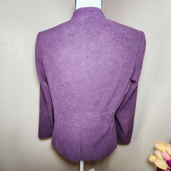 Miss Dorby Women's Purple Faux Suede Lined Jacket Blazer Fill Zipper Size 10 - Picture 4 of 7